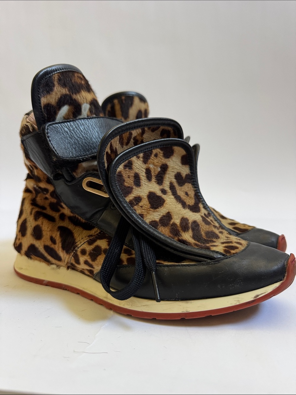 Vivienne Westwood SS16 Three Tongue Leopard Pony Hair Sneakers IT37 US7 Used